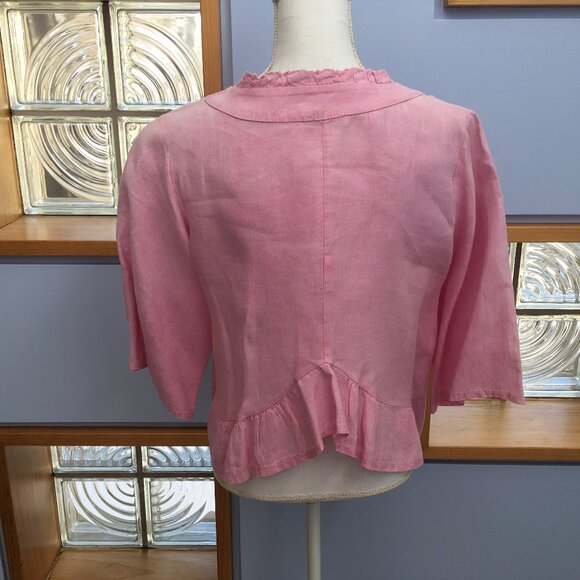 Hot Pink Linen Jacket or Top OS by JS Millenium - Picture 6 of 9